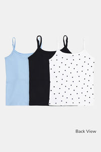 YouGotPlanB Girls Cotton Padded Camisole (Pack of 3) - Multicolor — thumbnail 2